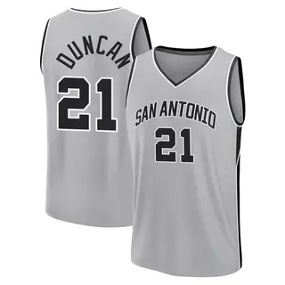 San Antonio Spurs Men's Tim Duncan Fast Break Silver 2024/25 Statement Edition Jersey