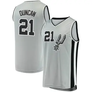 San Antonio Spurs Men's Tim Duncan Fast Break Silver Jersey - Statement Edition