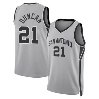 San Antonio Spurs Men's Tim Duncan Swingman Silver 2024/25 Statement Edition Jersey