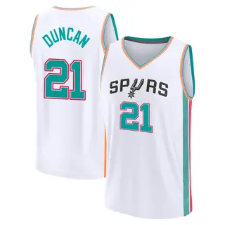 San Antonio Spurs Men's Tim Duncan White Fast Break 2021/22 Replica City Edition Jersey