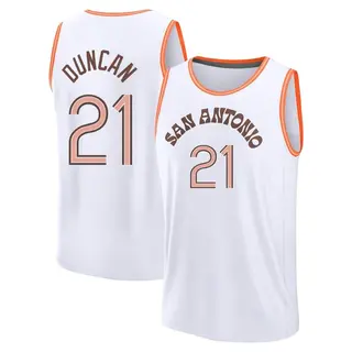 San Antonio Spurs Men's Tim Duncan White Fast Break 2023/24 City Edition Jersey
