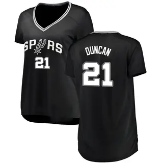 San Antonio Spurs Women's Tim Duncan Black Fast Break Jersey - Icon Edition