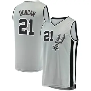 San Antonio Spurs Youth Tim Duncan Fast Break Silver Jersey - Statement Edition