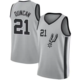 San Antonio Spurs Youth Tim Duncan Swingman Silver Jersey - Statement Edition